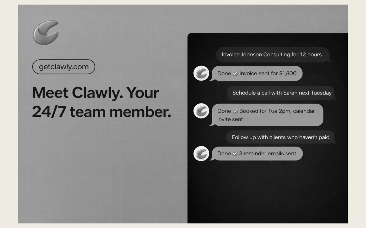The Clawly share image, greyed out while it is offline